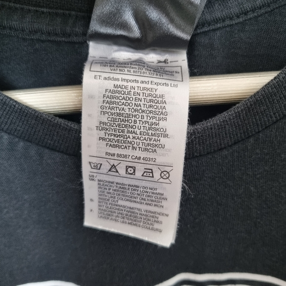 Adidas T Shirt Mens Large Black White Logo Short Sleeve Jersey - Picture 6 of 8